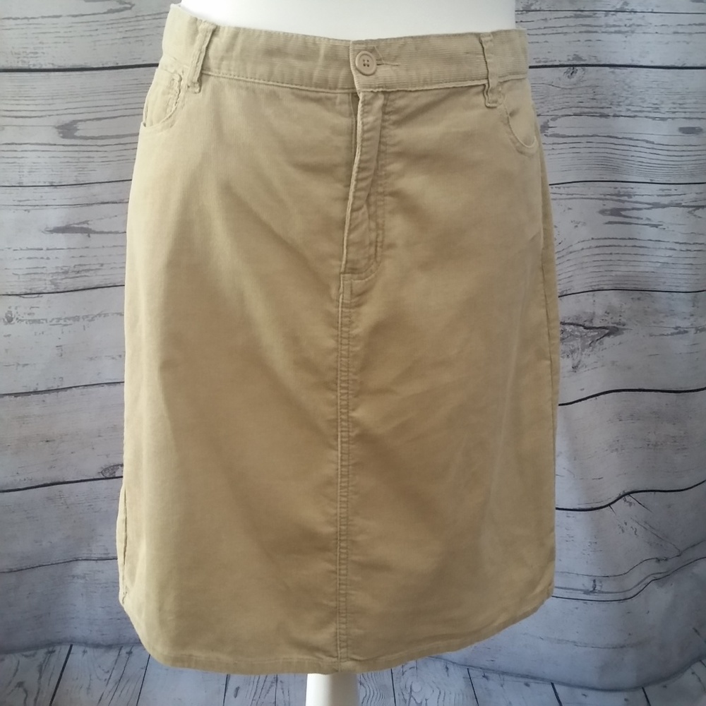 Basic Editions Skirt Corduroy Khaki Straight